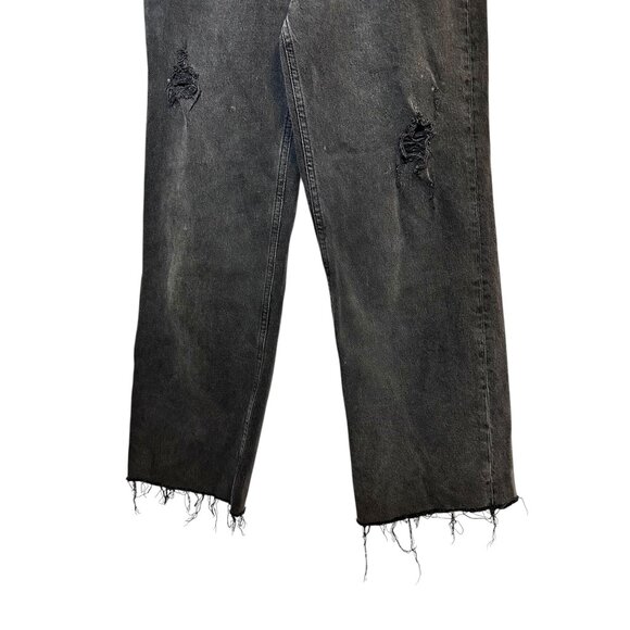 Boyish “Mikey” High-Rise Wide-Leg Jeans • Raw Hem Black Wash • Size 26 - Picture 5 of 13